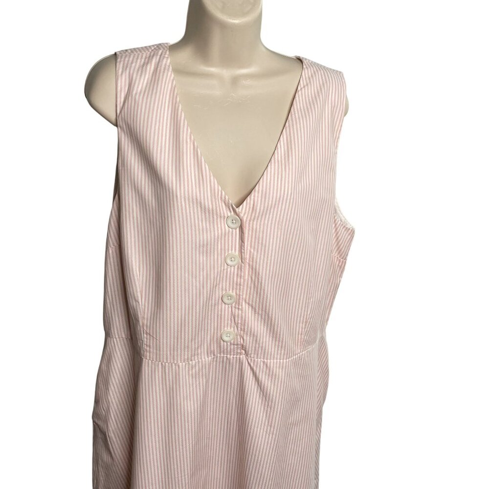 Ann Taylor Factory Womans Dress Stripe Pink White Sleeveless Plus Size 16 c - Picture 2 of 11